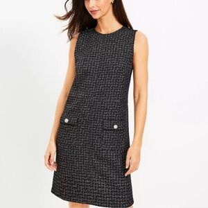 LOFT Black Tweed Shift Dress Size 8 | Classic Preppy Office Career Workwear